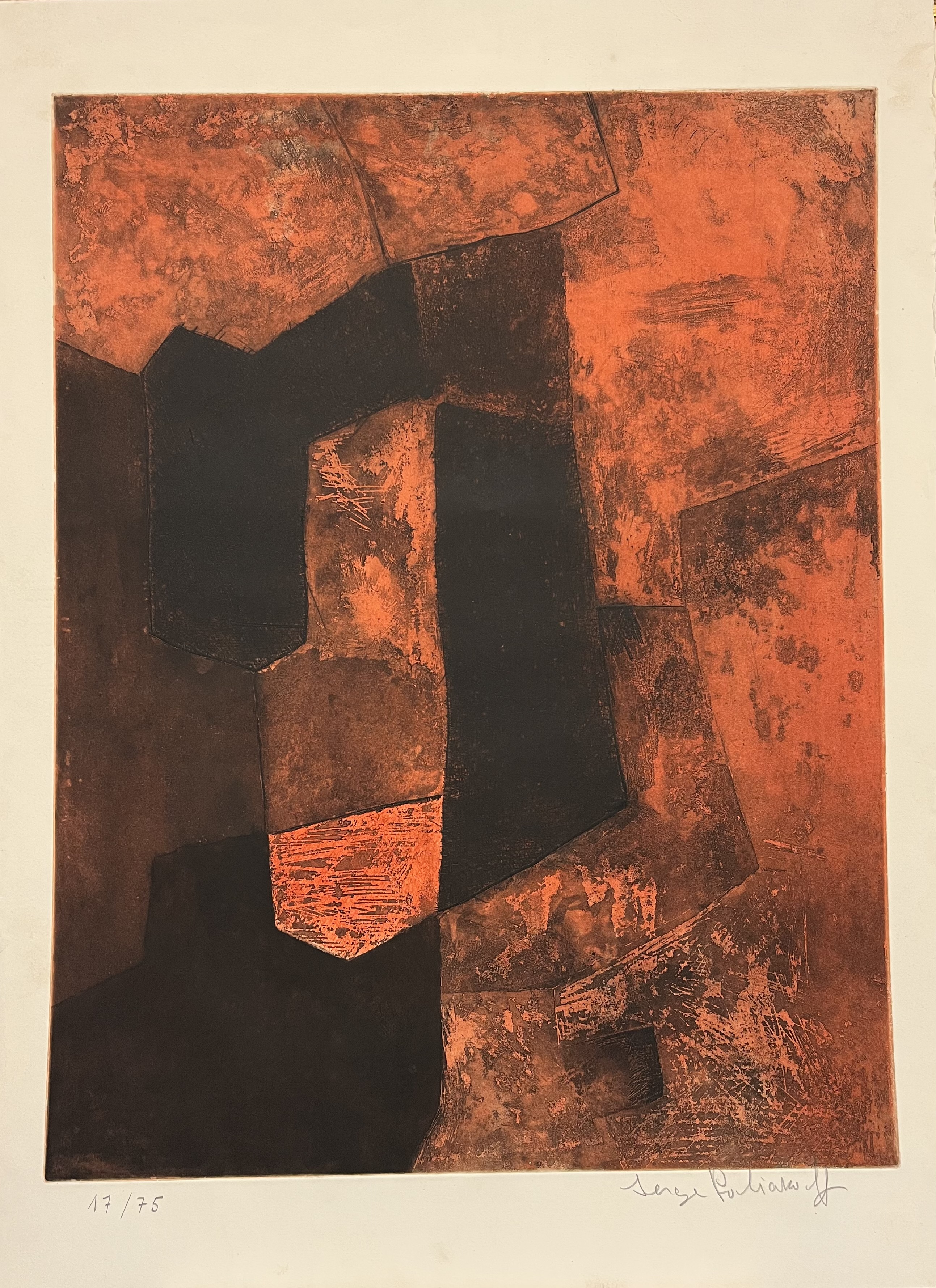 Composition brune et rouge by Serge Poliakoff