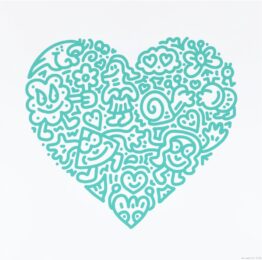 Mr Doodle Pop Heart – Bug Embrace (Turquoise) by Mr Doodle at Clifton Gallery