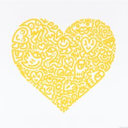Mr Doodle Pop Heart – Unlocked Heart (Yellow) by Mr Doodle at Clifton Gallery