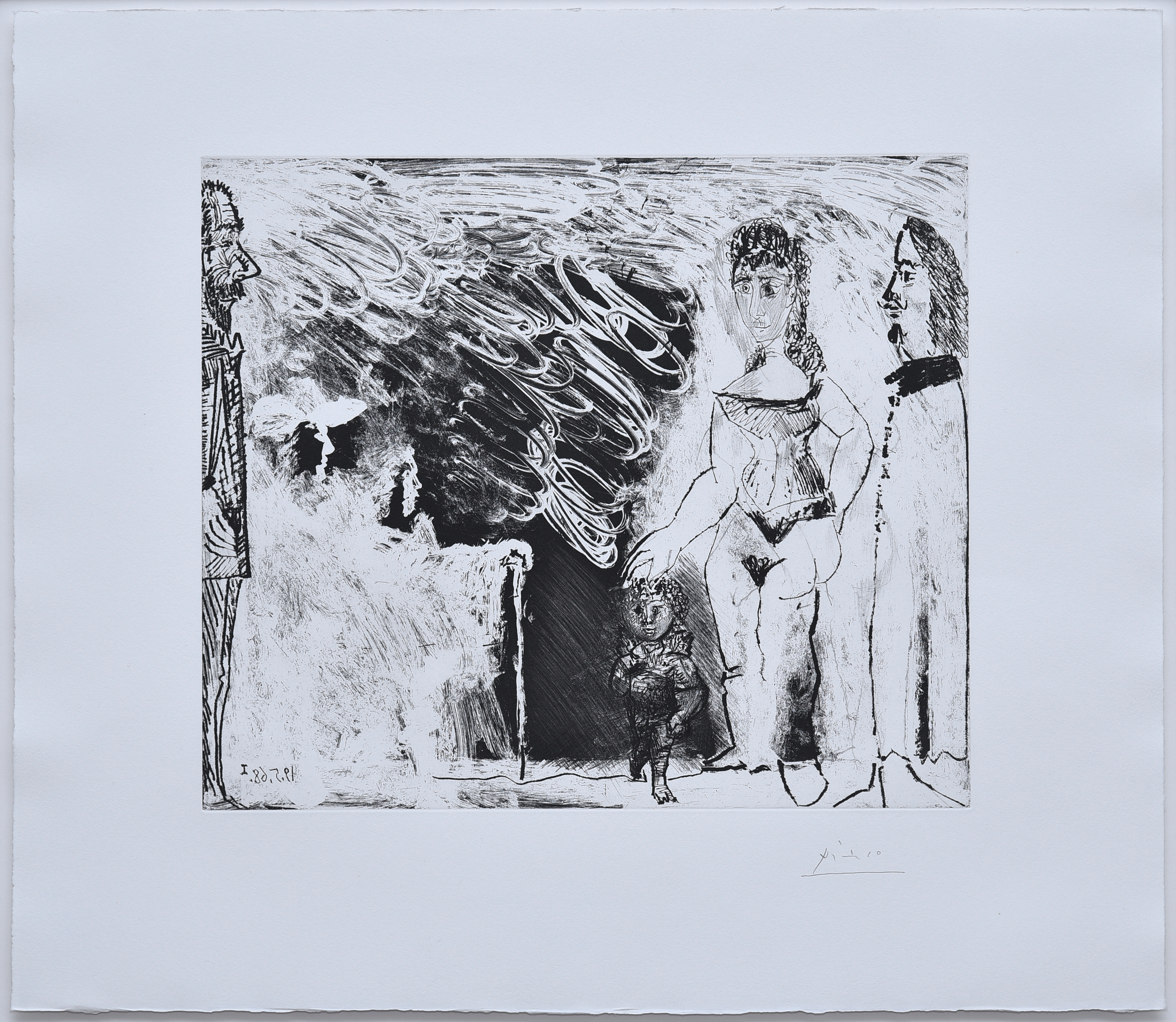 Couple avec un amour, vistiteurs, et spectateur by Pablo Picasso
