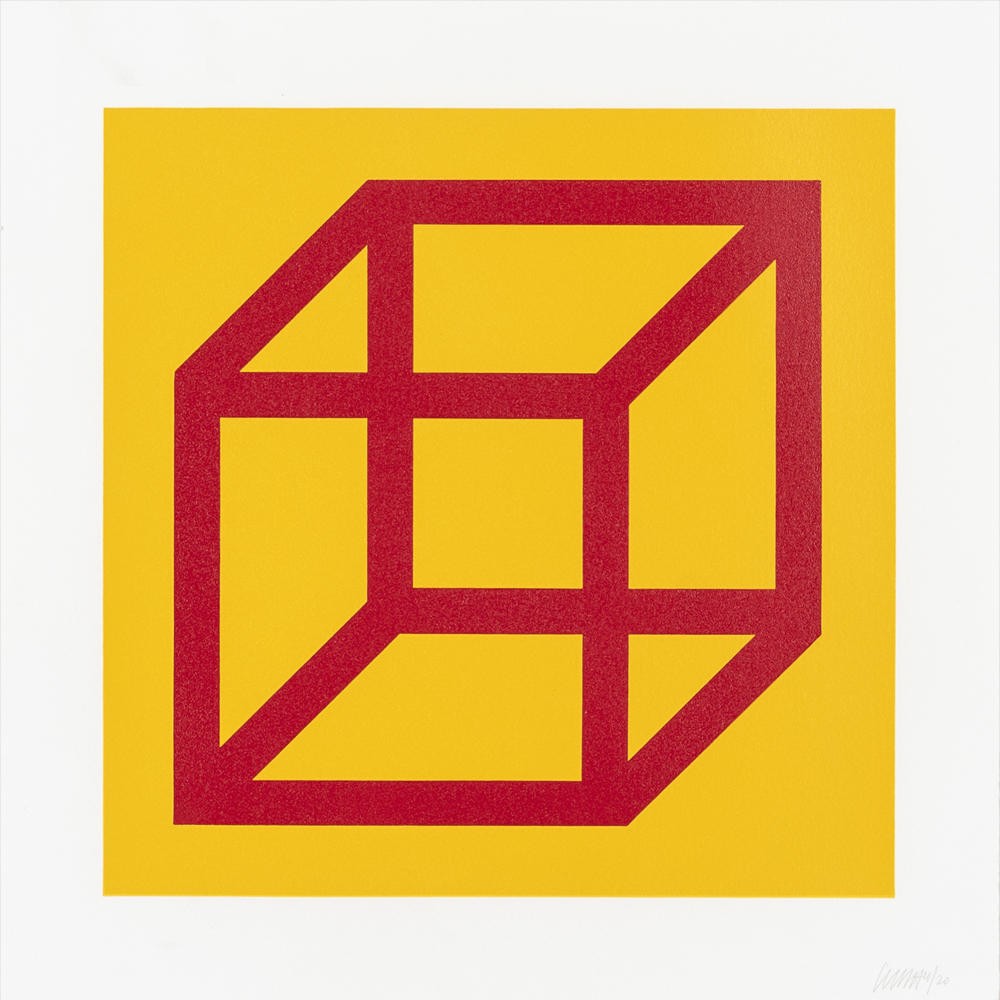 Open Cube in Color on Color Plate 01 by Sol LeWitt