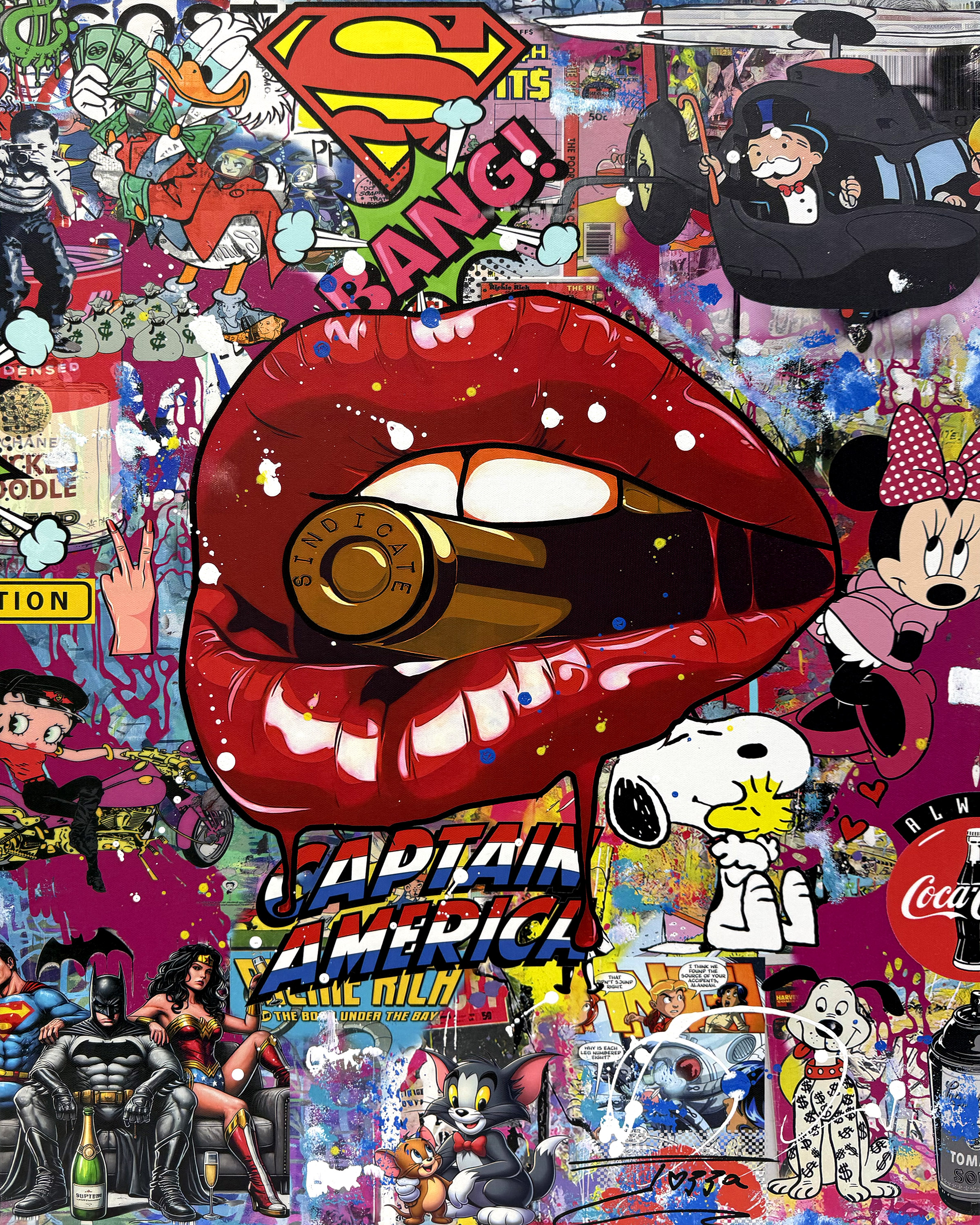 Bite The Bullet (original painting on canvas) by Jozza