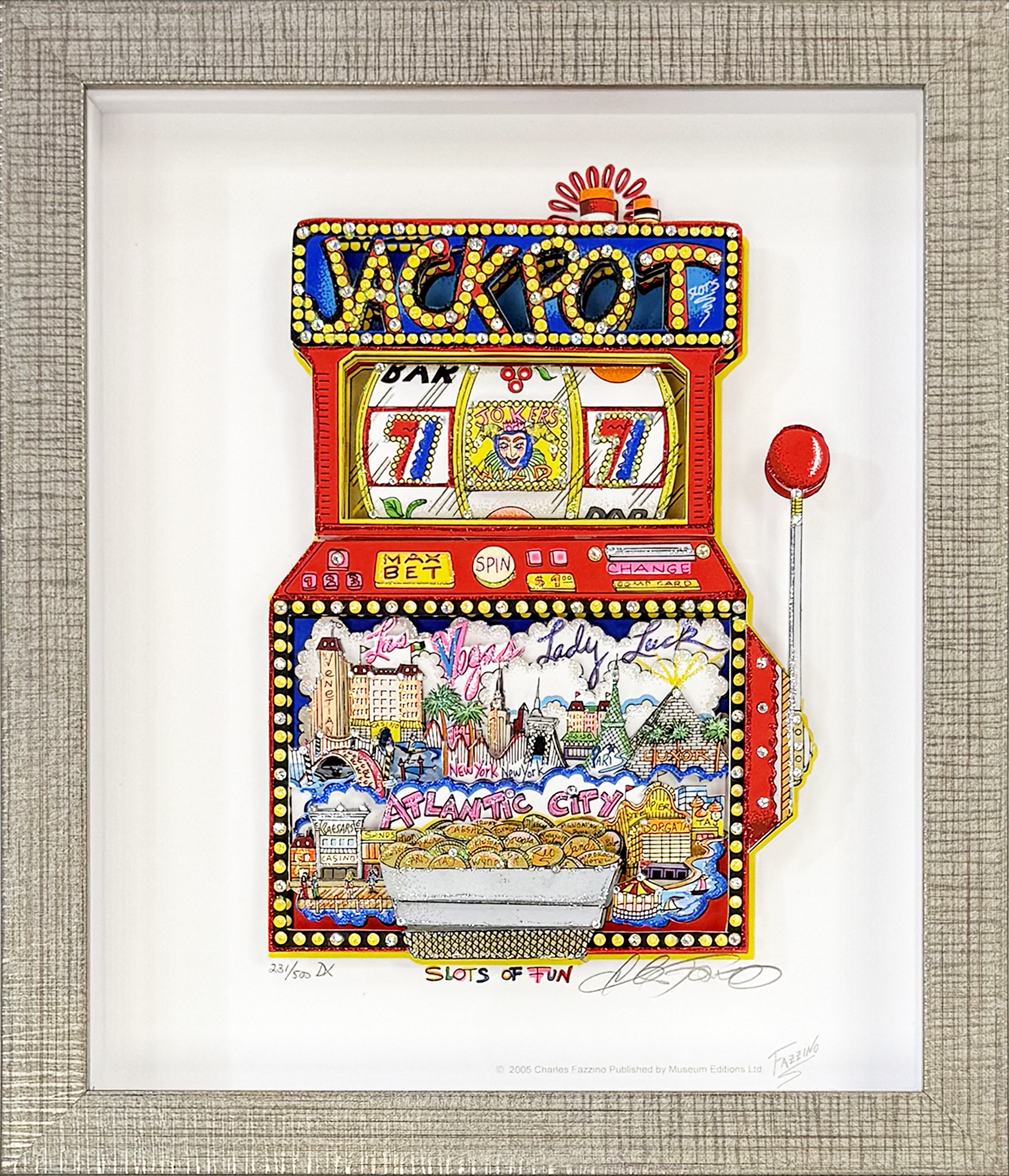 Slots Of Fun (signed 3D mixed media serigraph) by Charles Fazzino