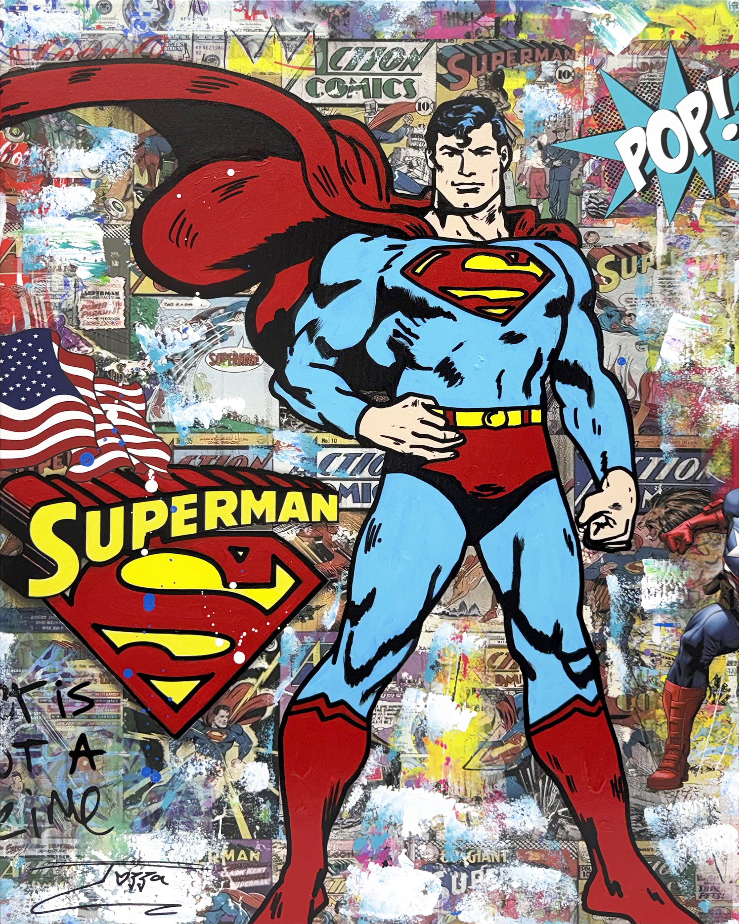 Super Day! (Superman), original painting on canvas by Jozza
