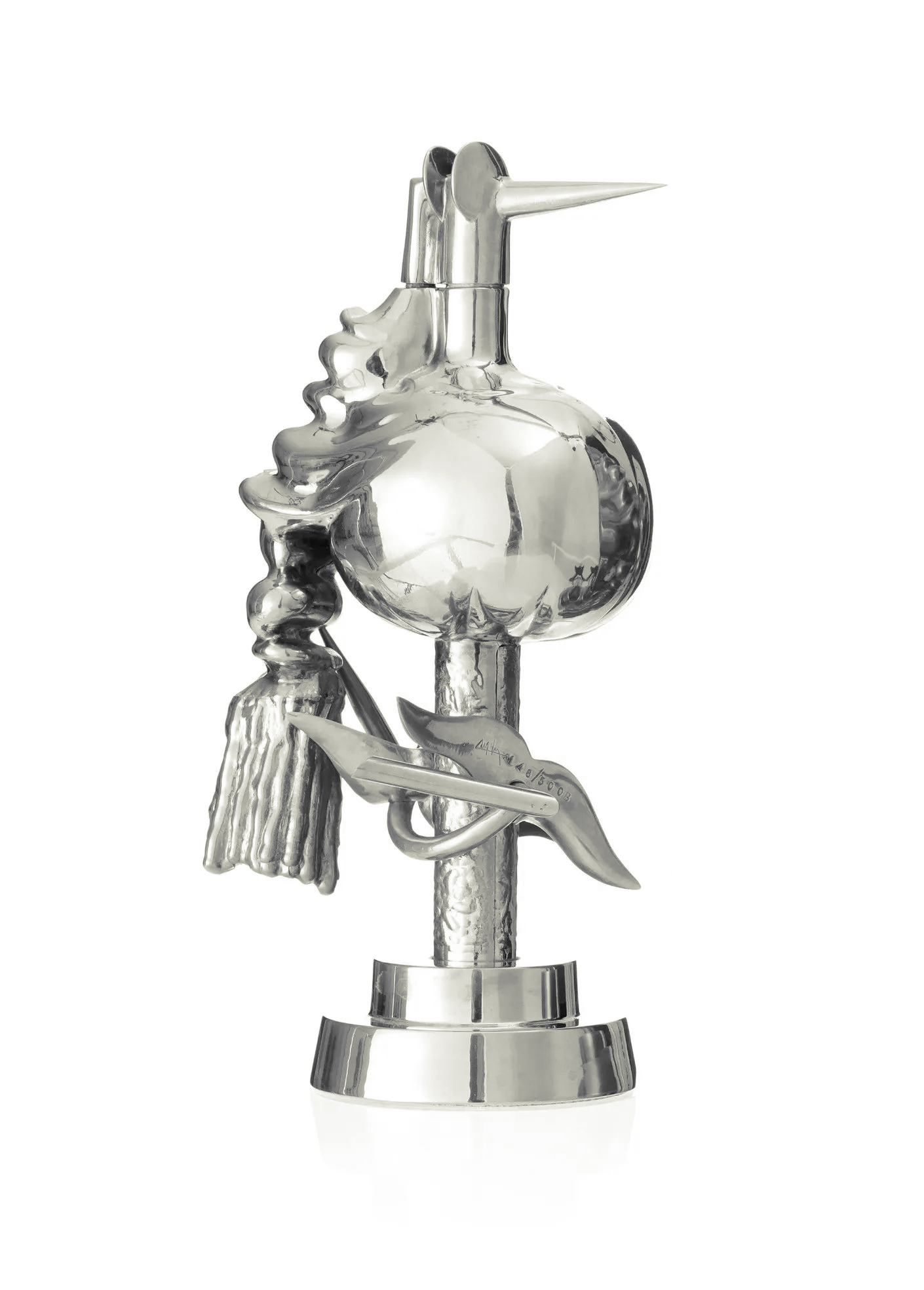 Oiseau de fer (signed chrome plated sculpture) by Wifredo Lam