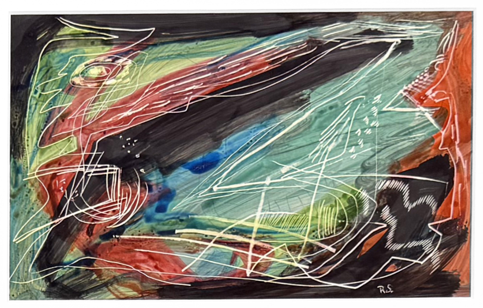 Untitled (original framed watercolor on cardboard) by Rolph Scarlett