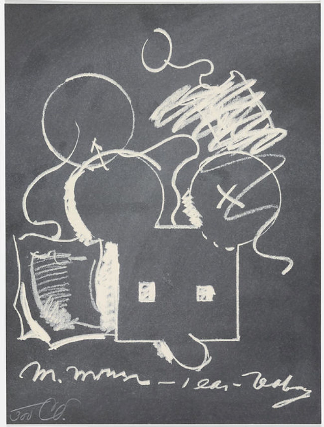 M.Mouse (with) 1 Ear (equals) Tea Bag Blackboard Version (1965) by Claes Oldenburg