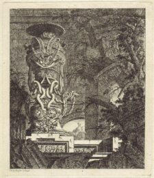 An ornate Vase with serpentine forms in an Antique Setting by Jean-Laurent Legeay at Jan Johnson Old Master Modern Prints