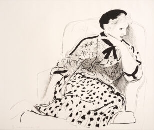 Celia in an Armchair by David Hockney at Sims Reed Gallery (IFPDA)