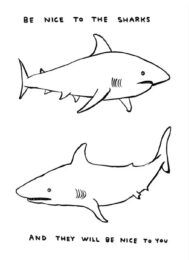 David Shrigley Be Nice To The Sharks by David Shrigley at Clifton Gallery