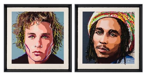 Johnny Depp Heath Ledger & Bob Marley Pair by Johnny Depp at Clifton Gallery