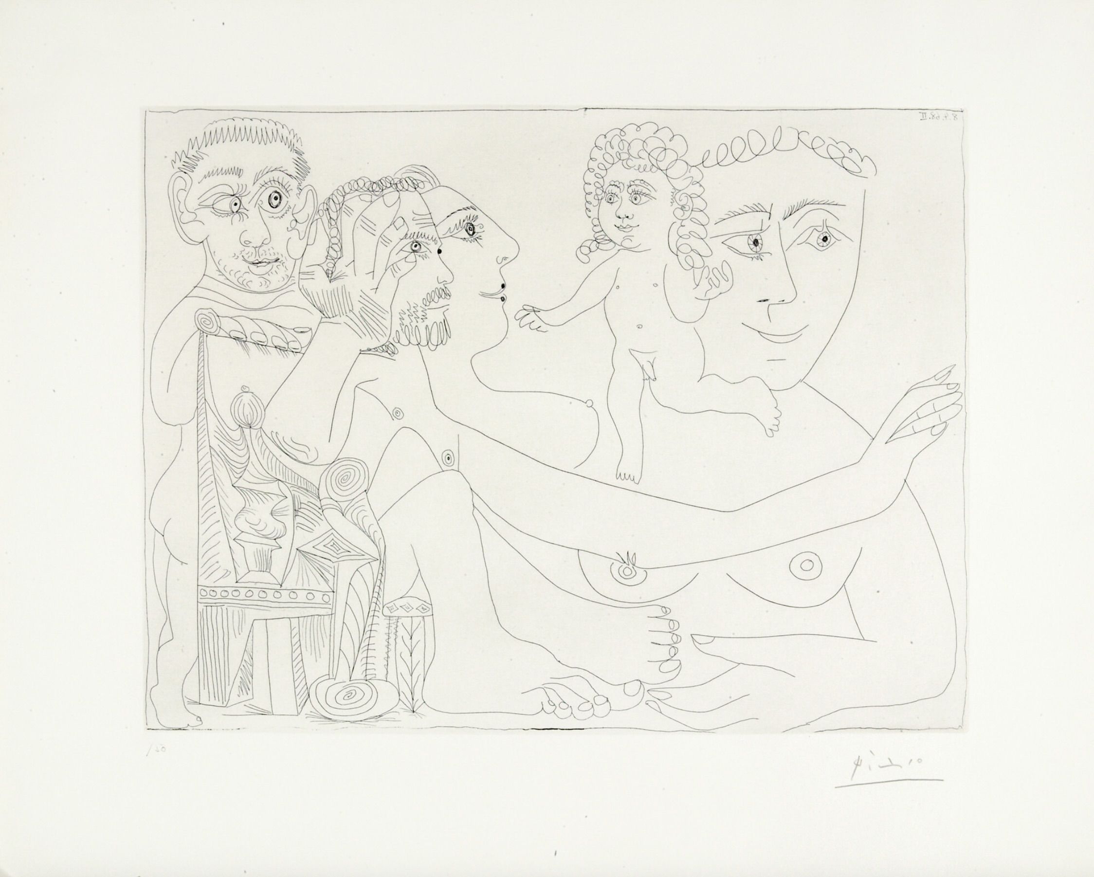 Groupe avec homme dans un fauteuil à boules, pl. 21 (from Serie 347) by Pablo Picasso