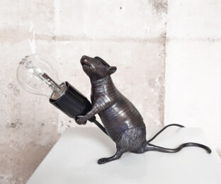 Rat Giving Light (Standing), rare brass sculpture by Hama Woods at GallArt.com