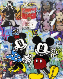 Surprise Flowers (Mickey and Minnie Mouse), original painting by Jozza at GallArt.com