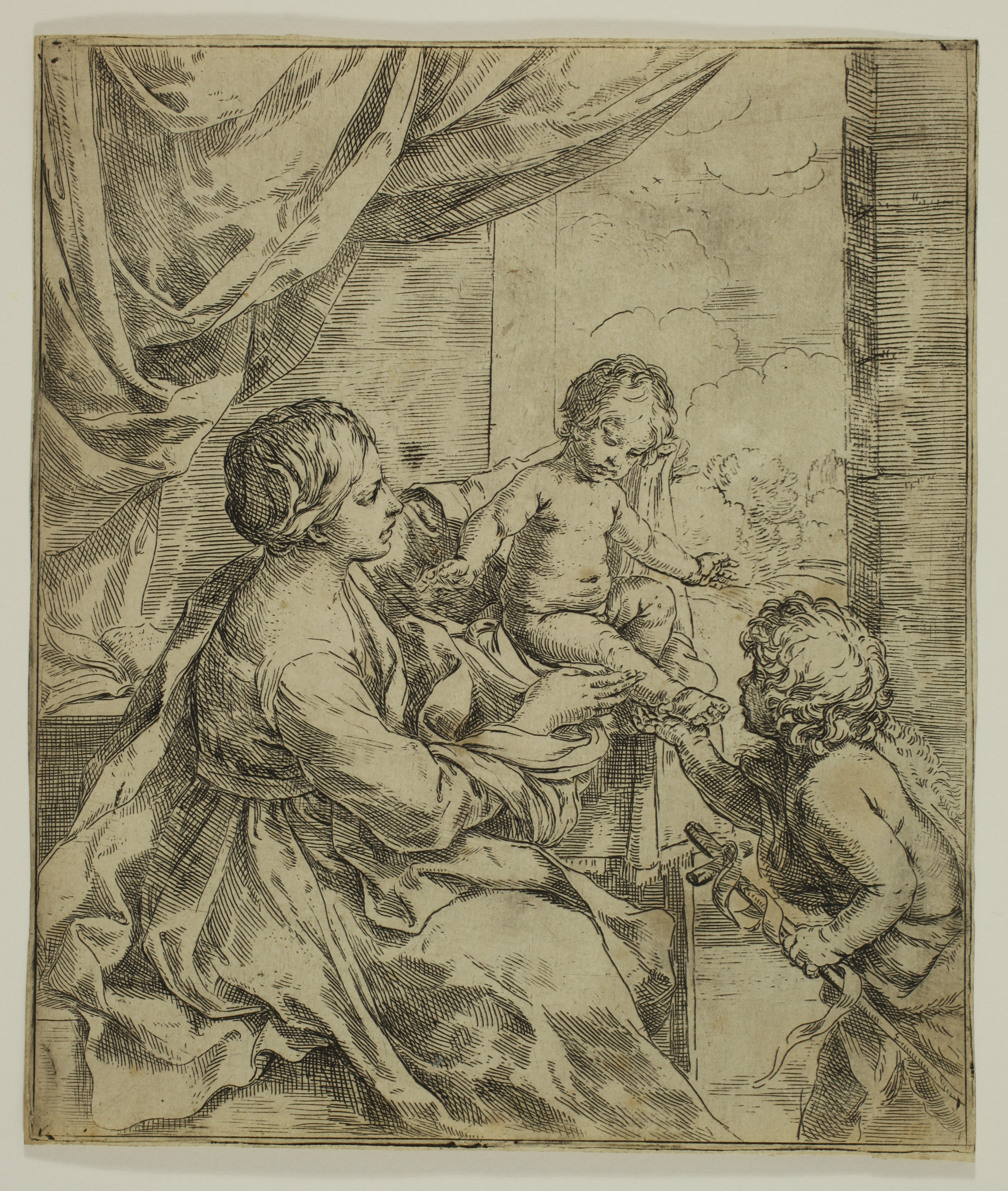 The Virgin and Child by a table, with St John the Baptist as an infant by Guido Reni