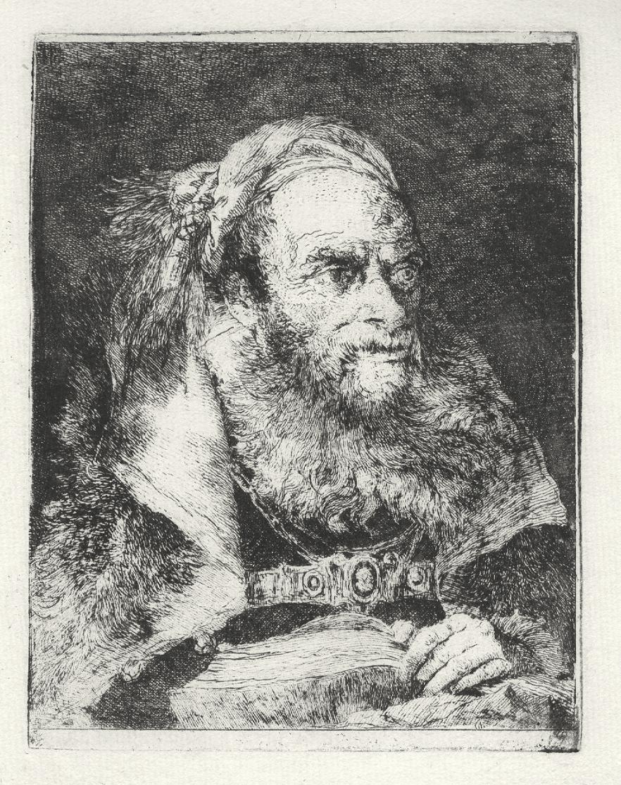 Head of an Old Man with open Book by Giovanni Domenico Tiepolo