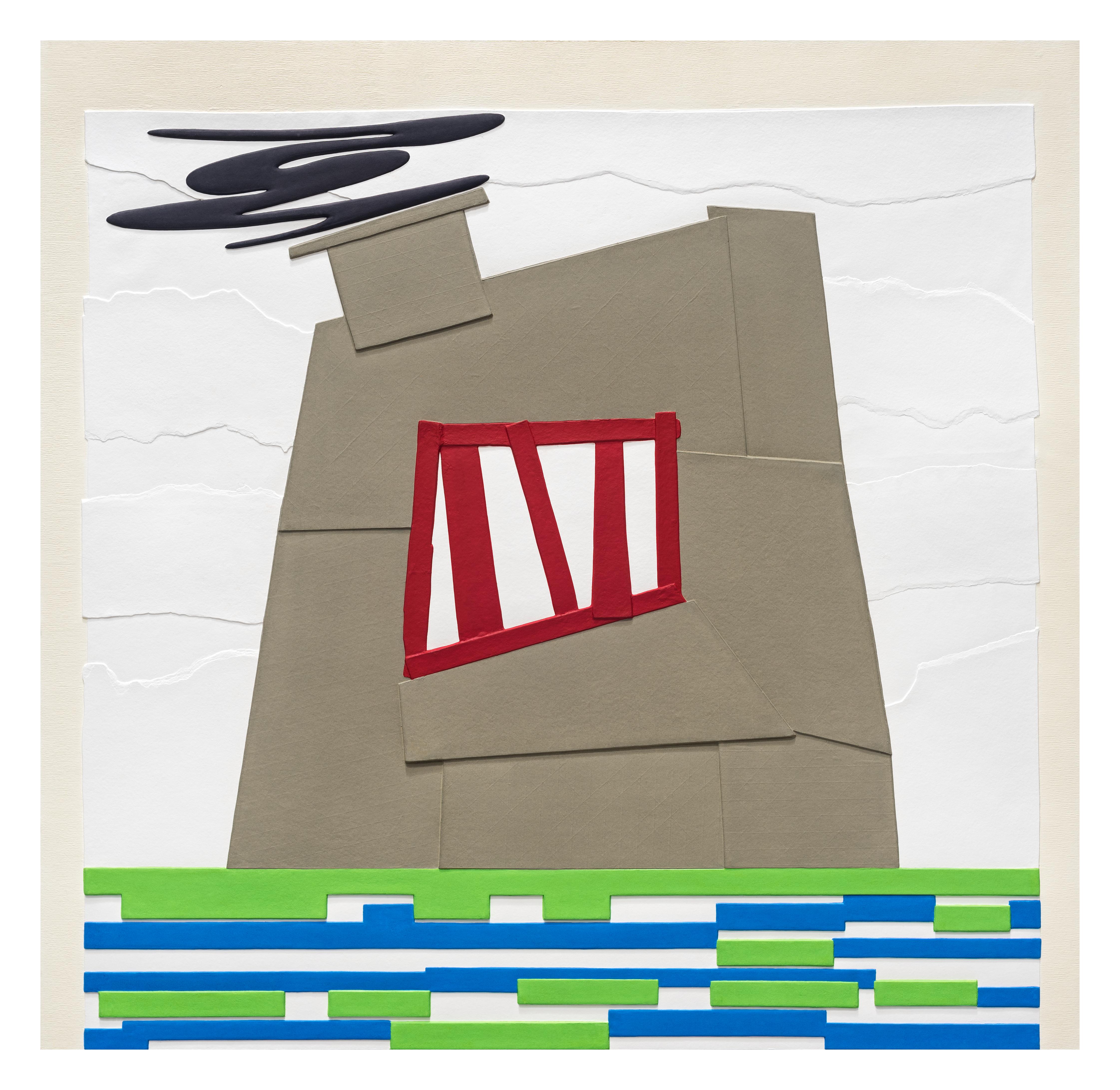 Prison with Smokestack I by Peter Halley