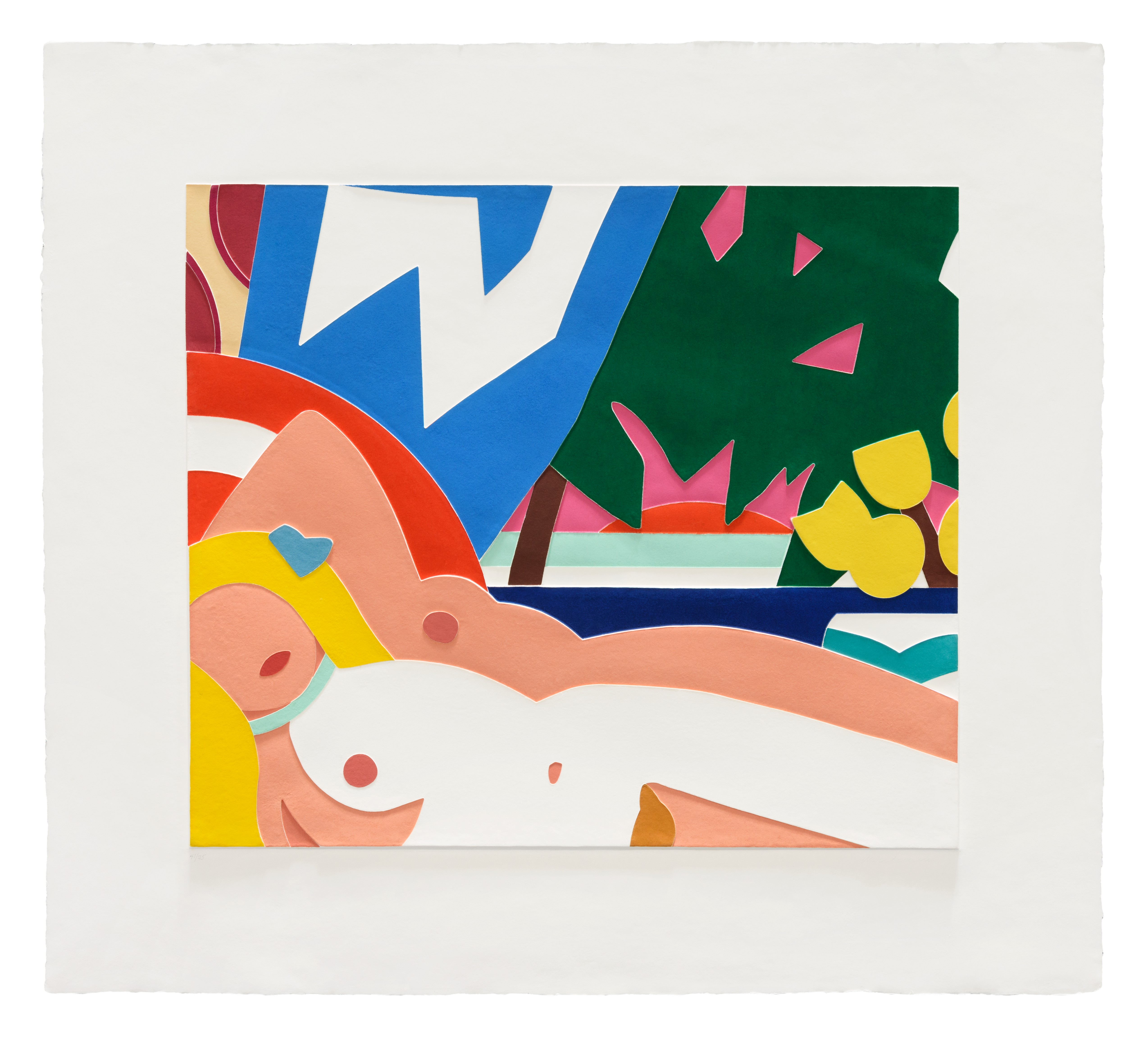 Sunset Nude with Yellow Tulips by Tom Wesselmann