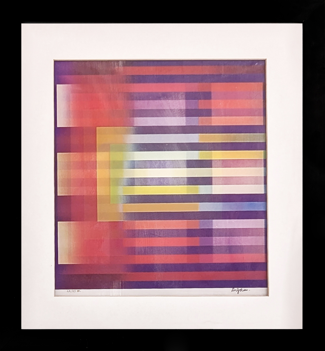 Untitled (Nine Squares), framed, hand signed agamograph by Yaacov Agam