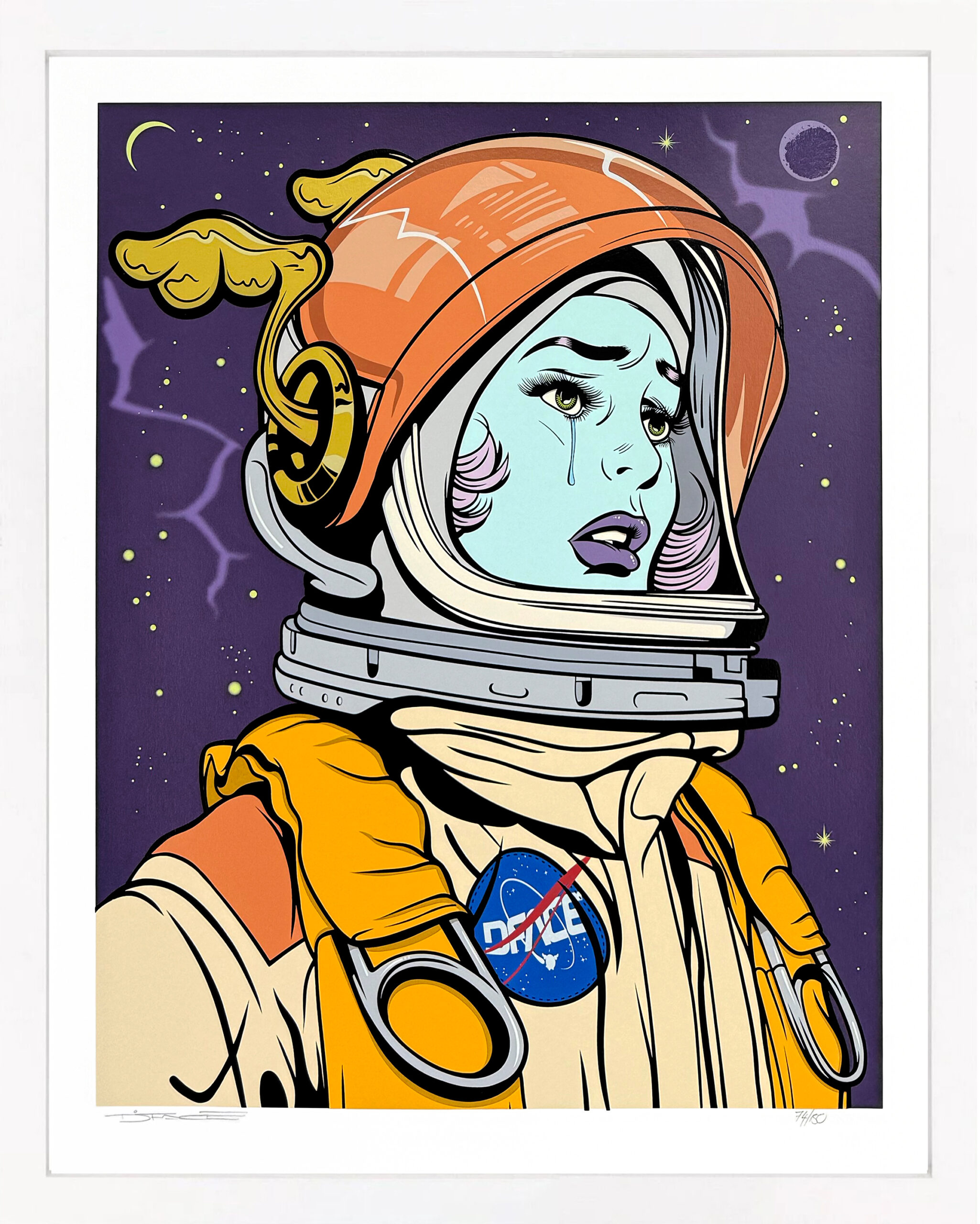 Space Cadet (framed hand signed screen print) by Dface