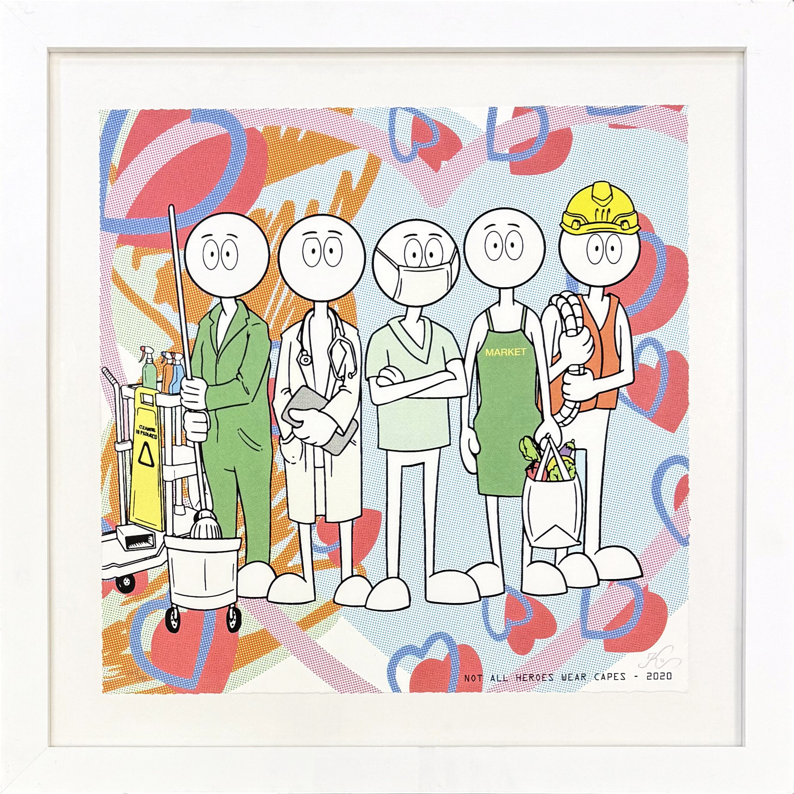 Not All Heroes Wear Capes (framed hand signed serigraph) by Kai