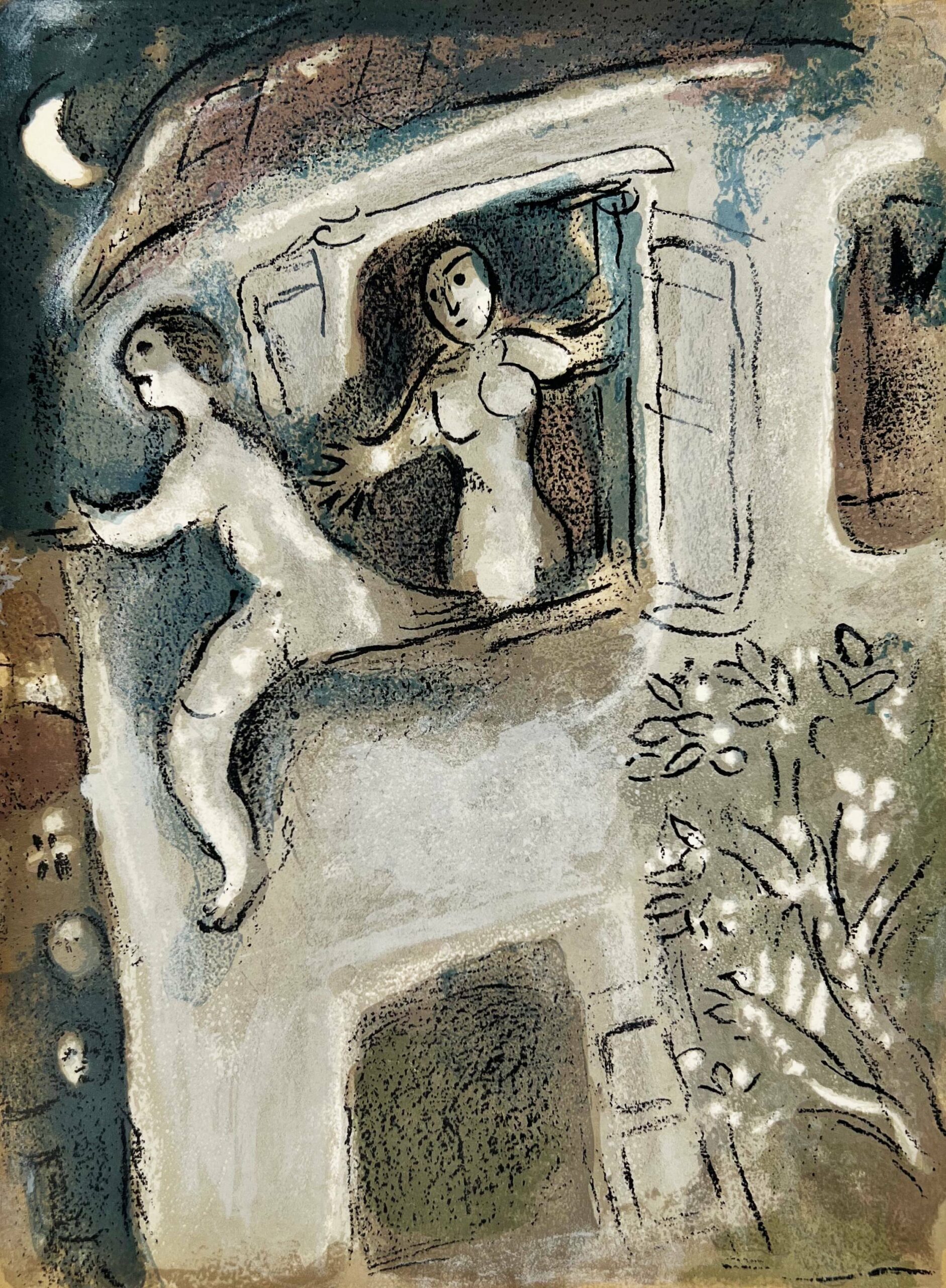 David saved by Michal by Marc Chagall