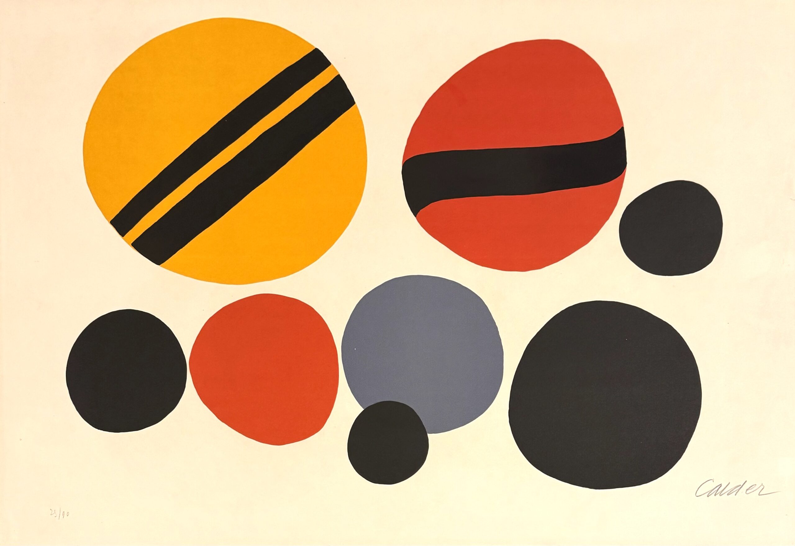 Chevrons noirs sur rouge et jaune by Alexander Calder