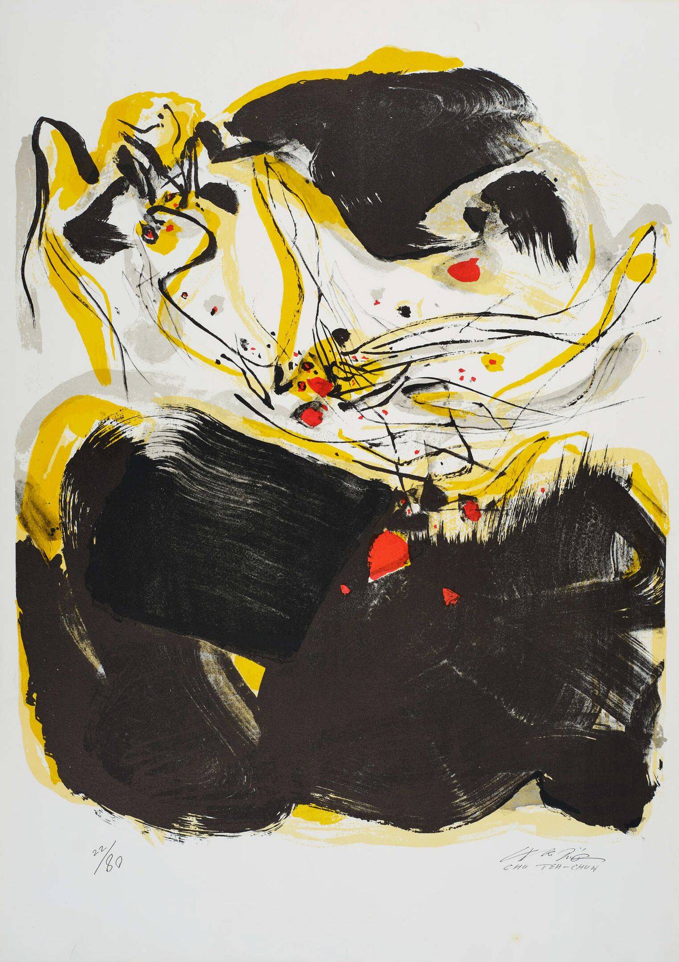 Composition en jaune, noir et rouge by Chu Teh-Chu