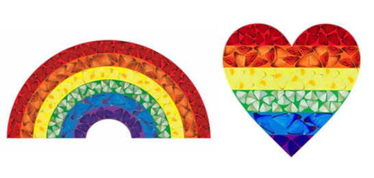 Damien Hirst Framed Large Butterfly Heart and Rainbow H7-1 and H7-3 by Damien Hirst at Clifton Gallery