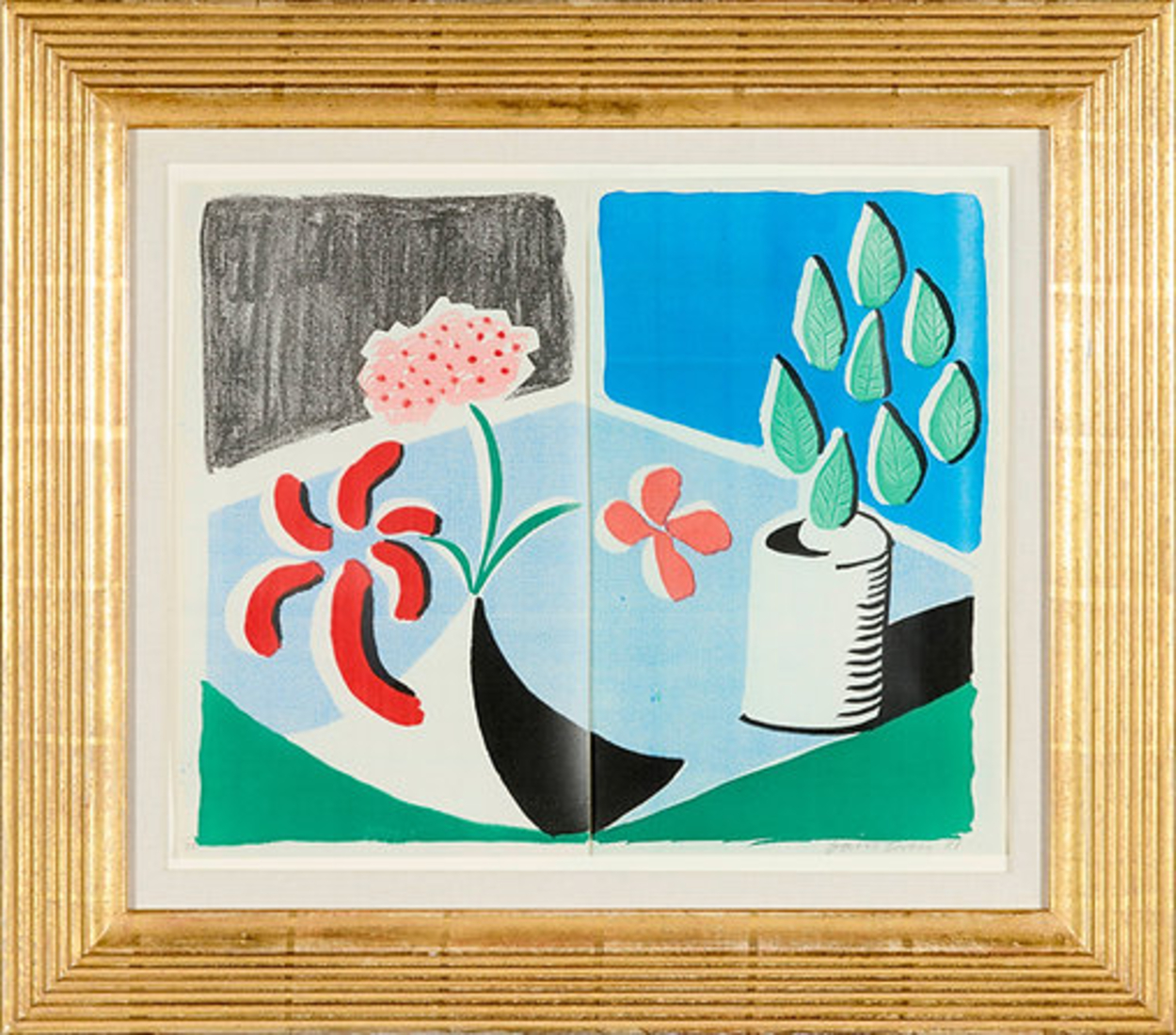 David Hockney Red Flowers and Green Leaves, Separate, May, 1988 by David Hockney