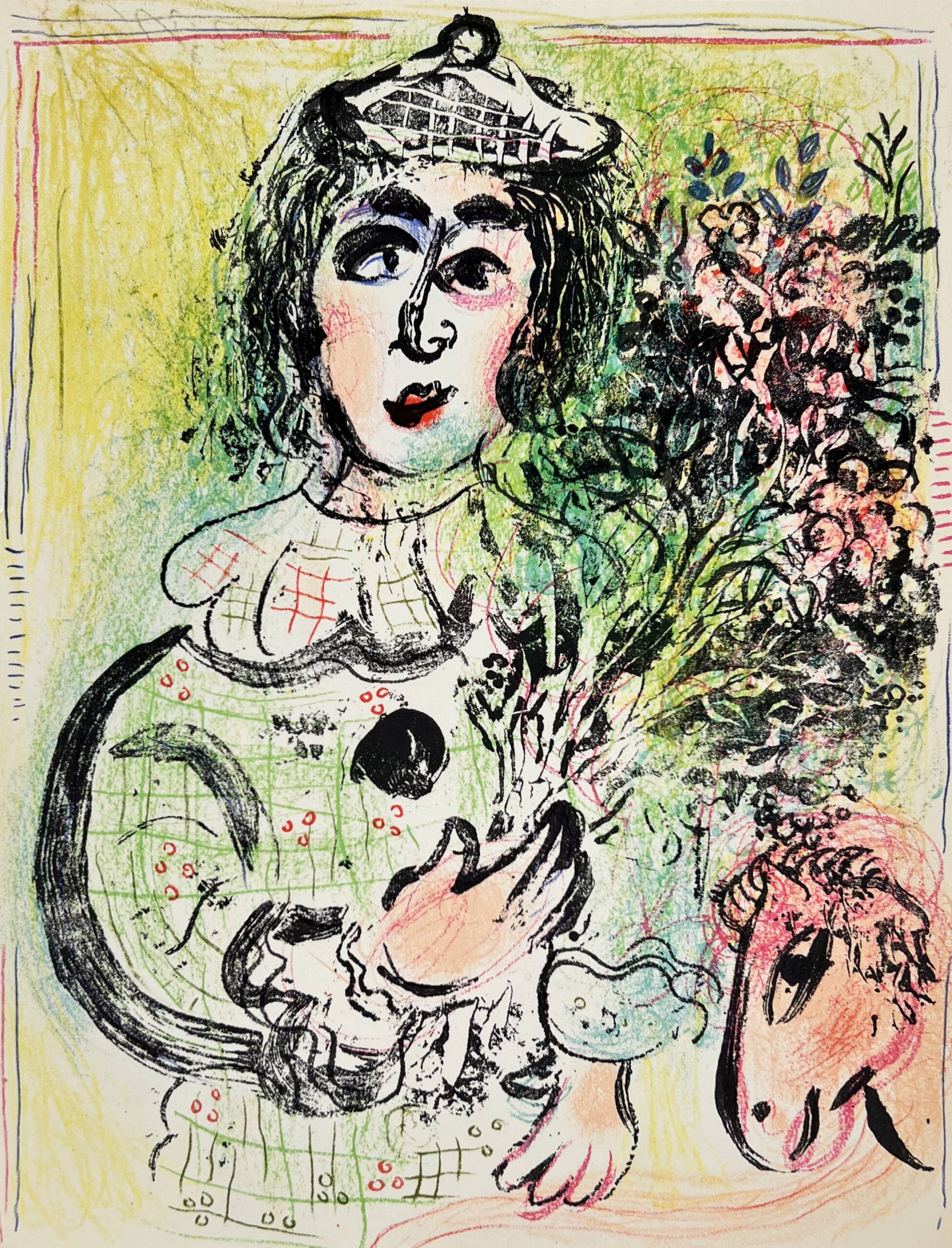 The Clown with Flowers by Marc Chagall