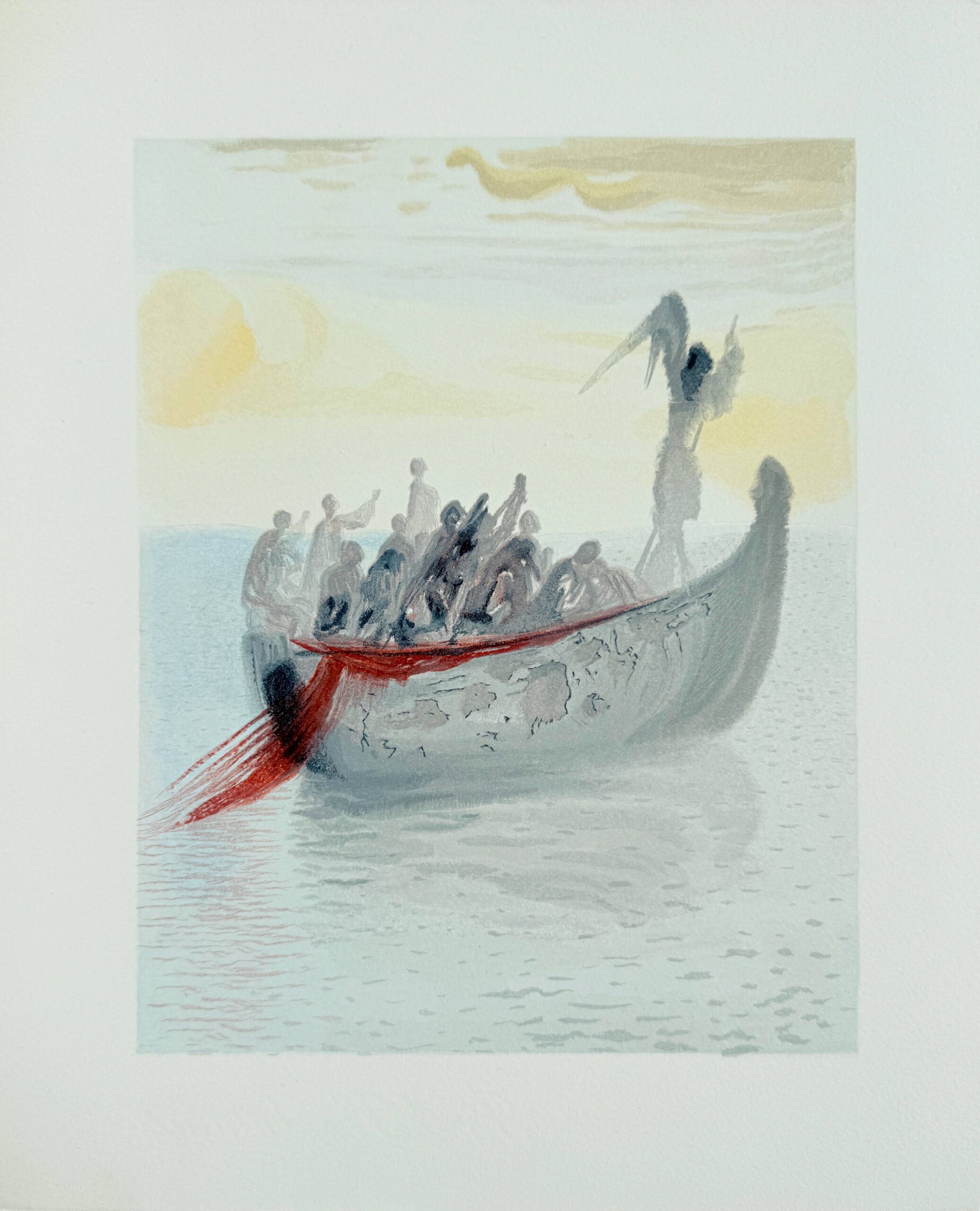 The Purgatory, Canto 2 – La Barque du Nocher by Salvador Dalí
