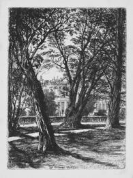 Kensington Gardens, n° 1 (Small Plate) Lord Harrington’s House from Kensington Gardens by Francis Seymour Haden at Emanuel von Baeyer - Cabinet