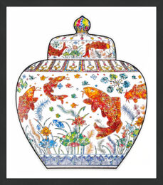 Lidded Jar with Design of a Lotus Pond (hand signed shaped lithograph) by Takashi Murakami at GallArt.com