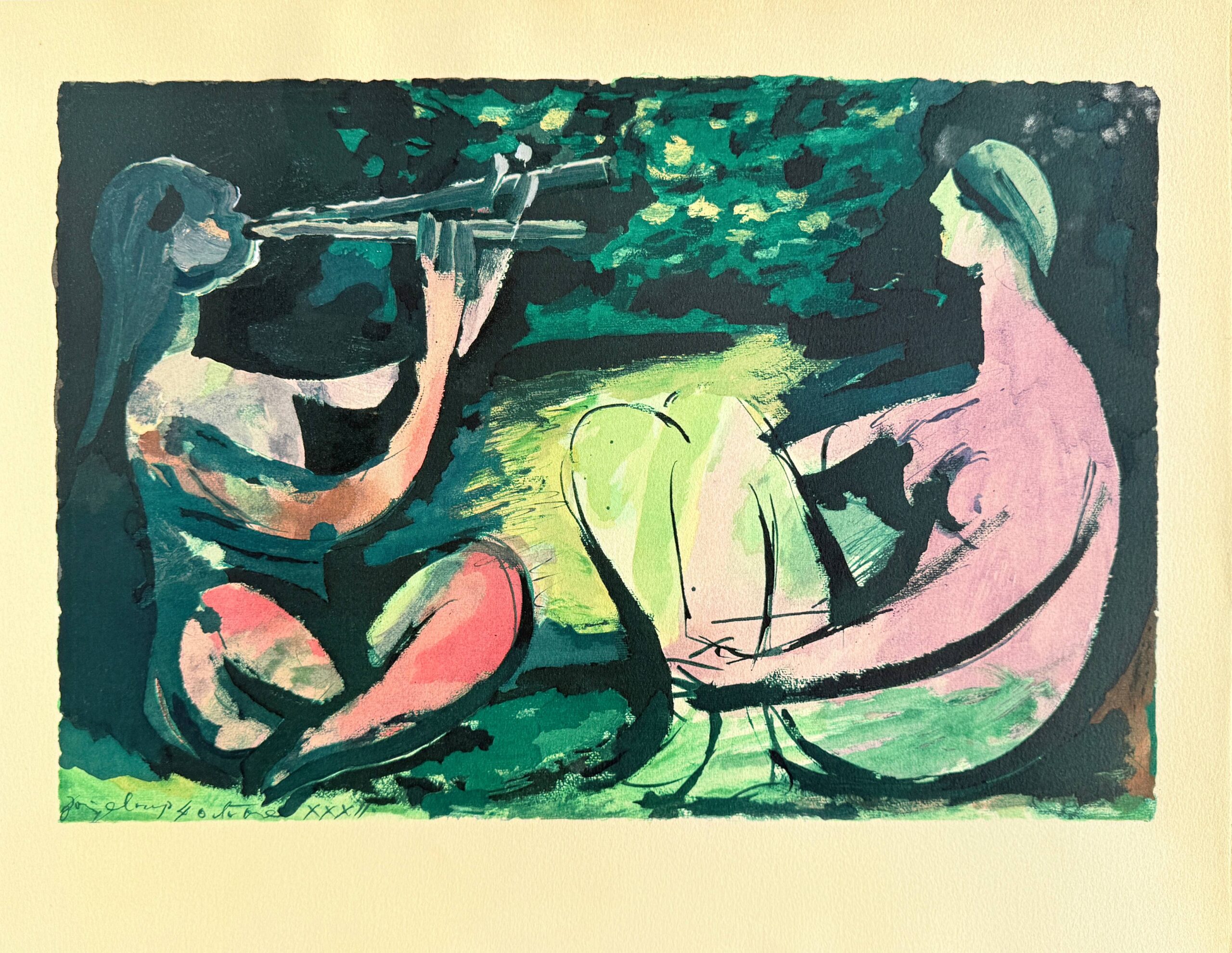 Joueur de diaule et nu by Pablo Picasso