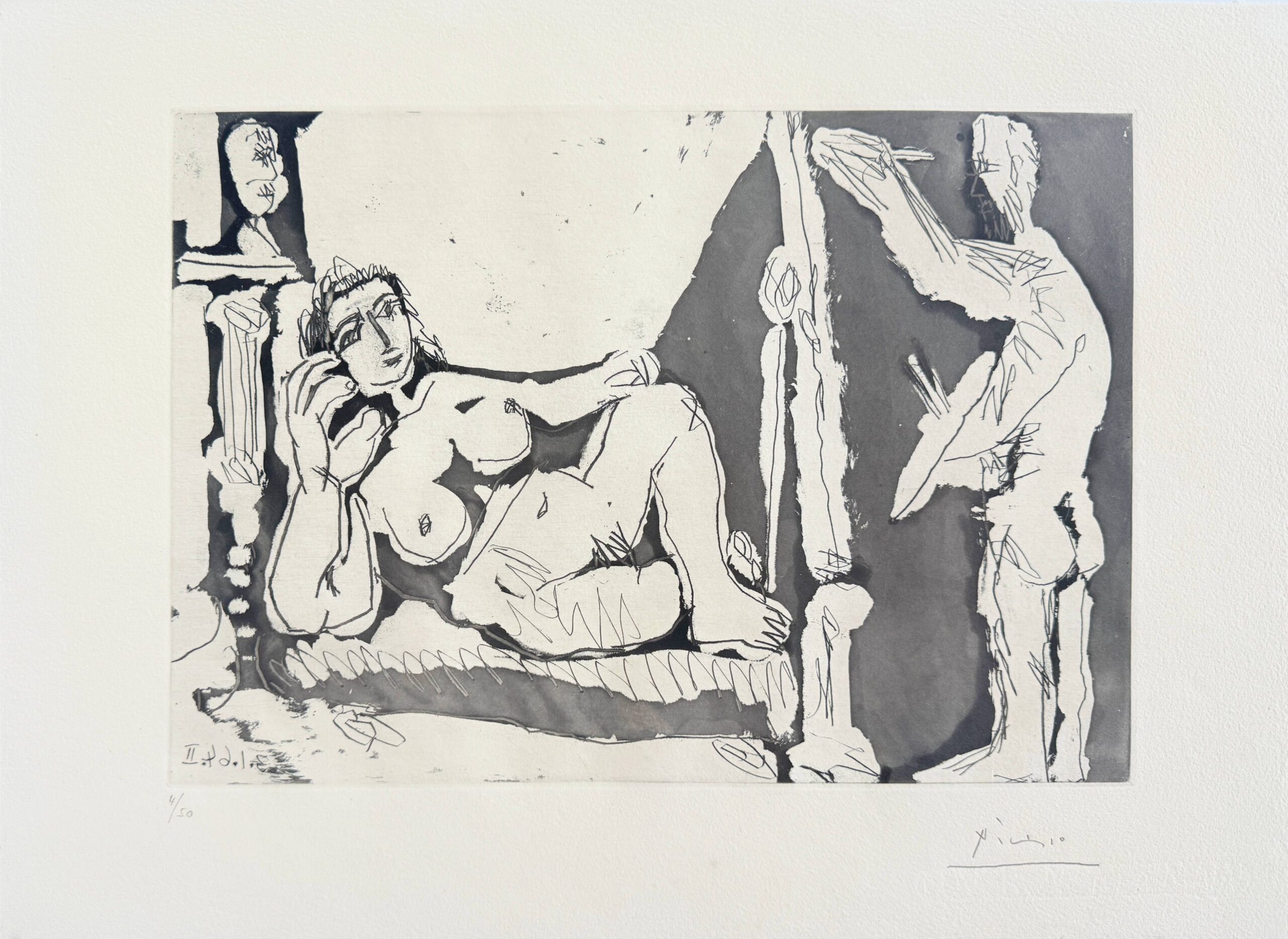 Peintre et modèle, avec une sculpture I by Pablo Picasso