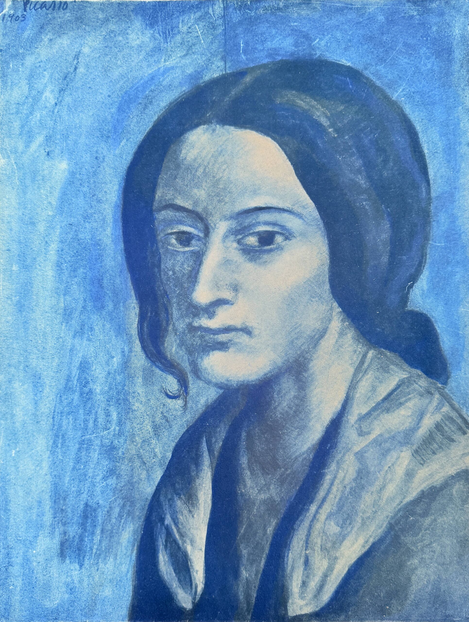 Portrait mélancolique d’une femme en bleu by Pablo Picasso