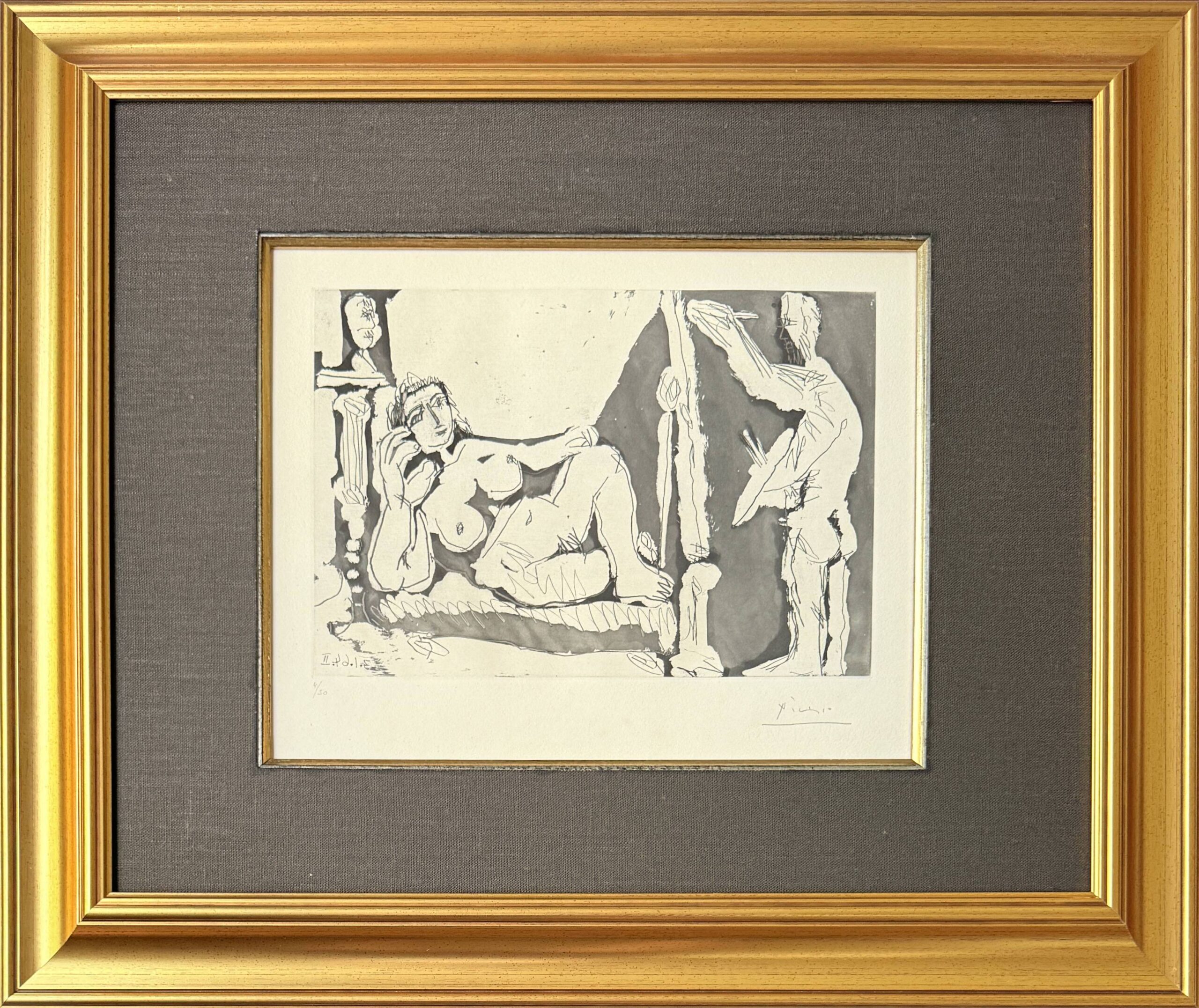 Peintre et modèle, avec une sculpture I by Pablo Picasso
