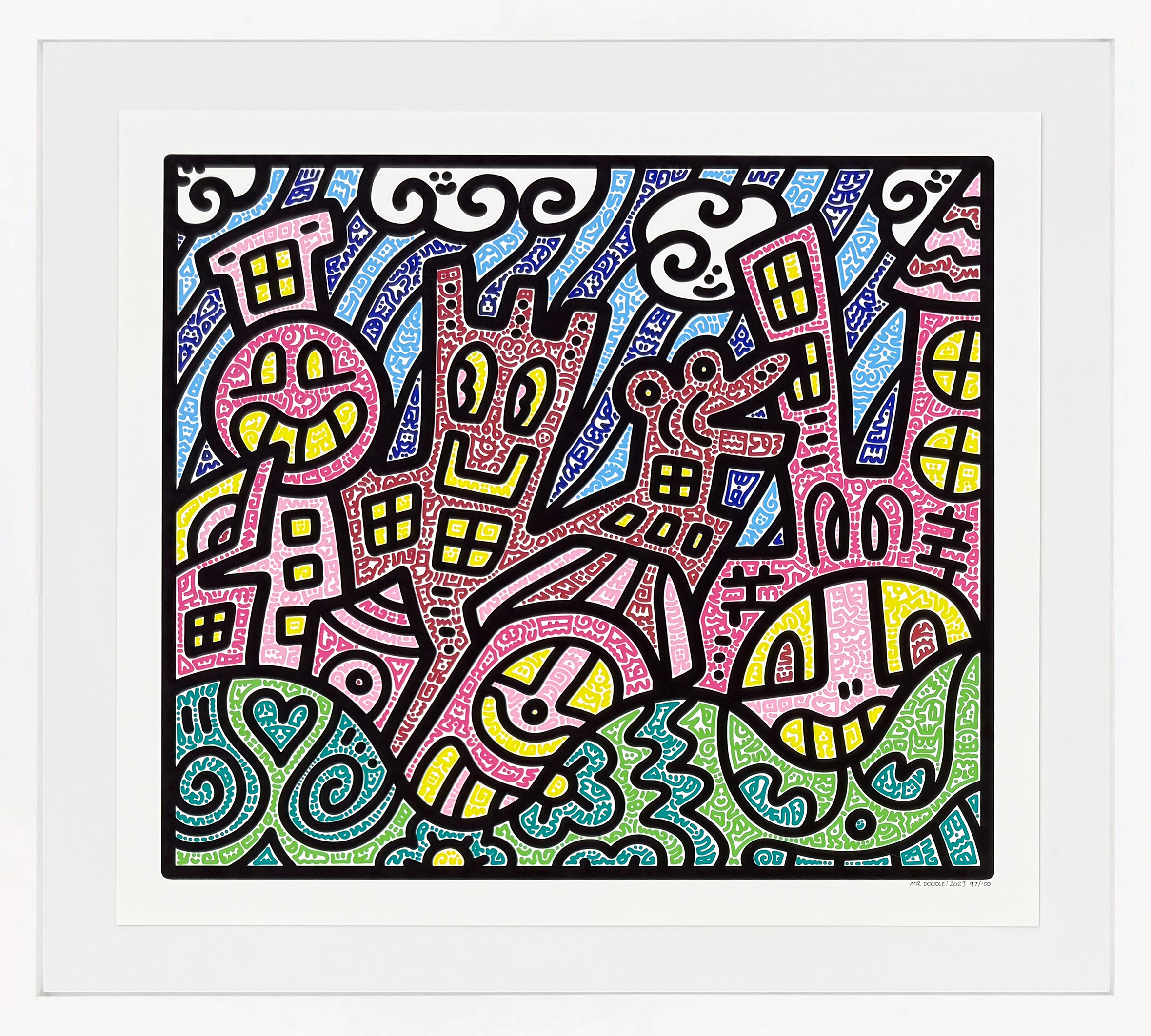 Pretty City (framed hand signed screen print) by Mr. Doodle