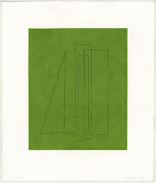 Sculpture assortment on fern green by Kate Shepherd at Lower East Side Printshop