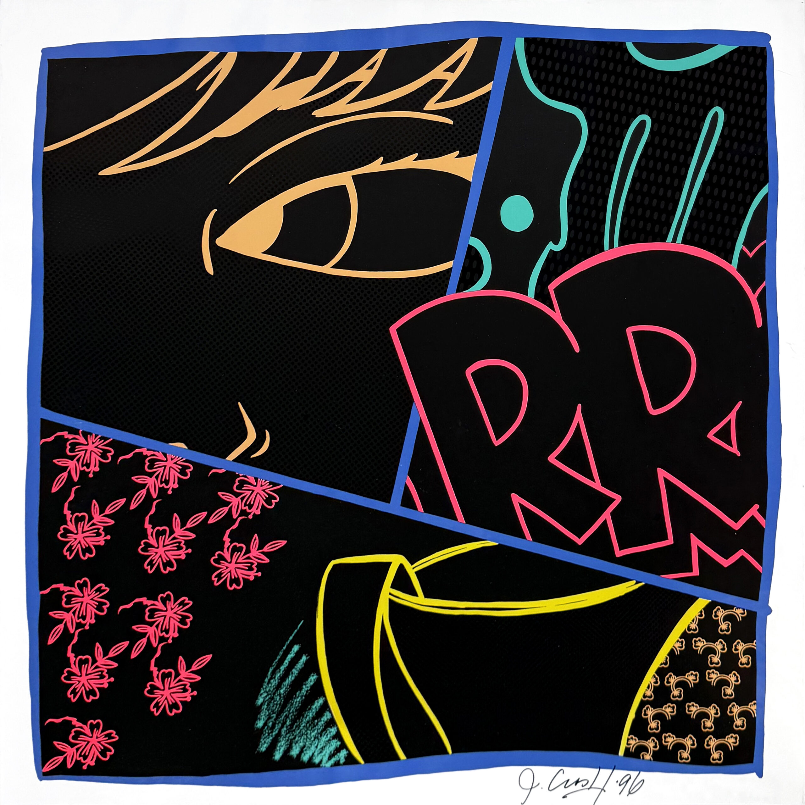 Untitled (signed screen print on aluminum) by John "CRASH" Matos