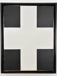 Untitled (white cross on black – LA) by John Nixon at Robert Fontaine Gallery