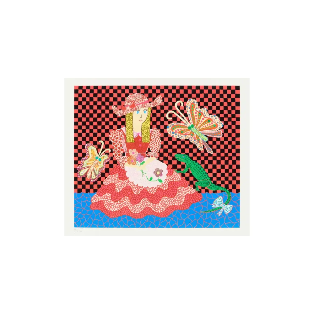 Yayoi Kusama – Girl with butterflies, 2011 – Official Silkscreen Edition Authorized by Mori Art Muse... by Yayoi Kusama