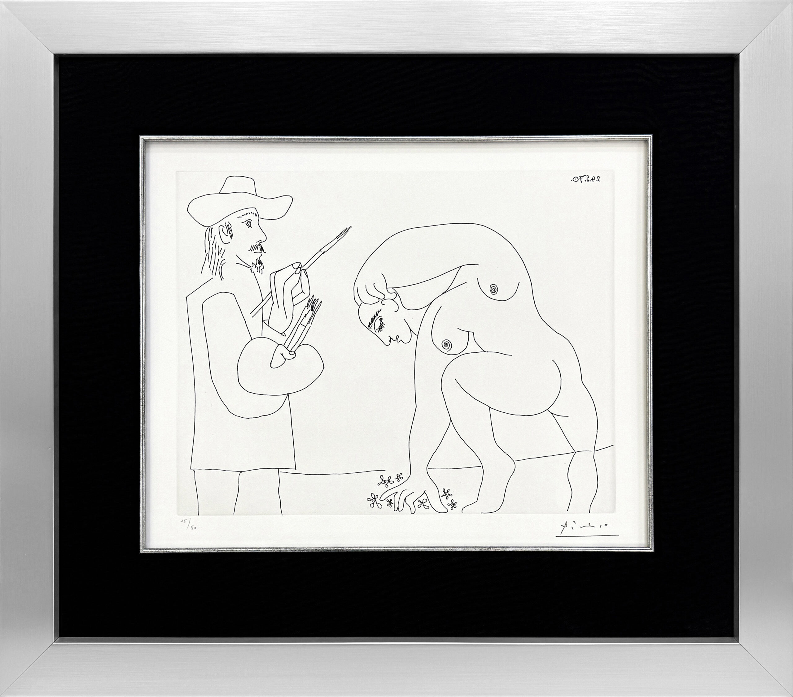 Peintre Et Femme Cueillant Des Fleurs (Bloch 1911, Baer 1917) by Pablo Picasso