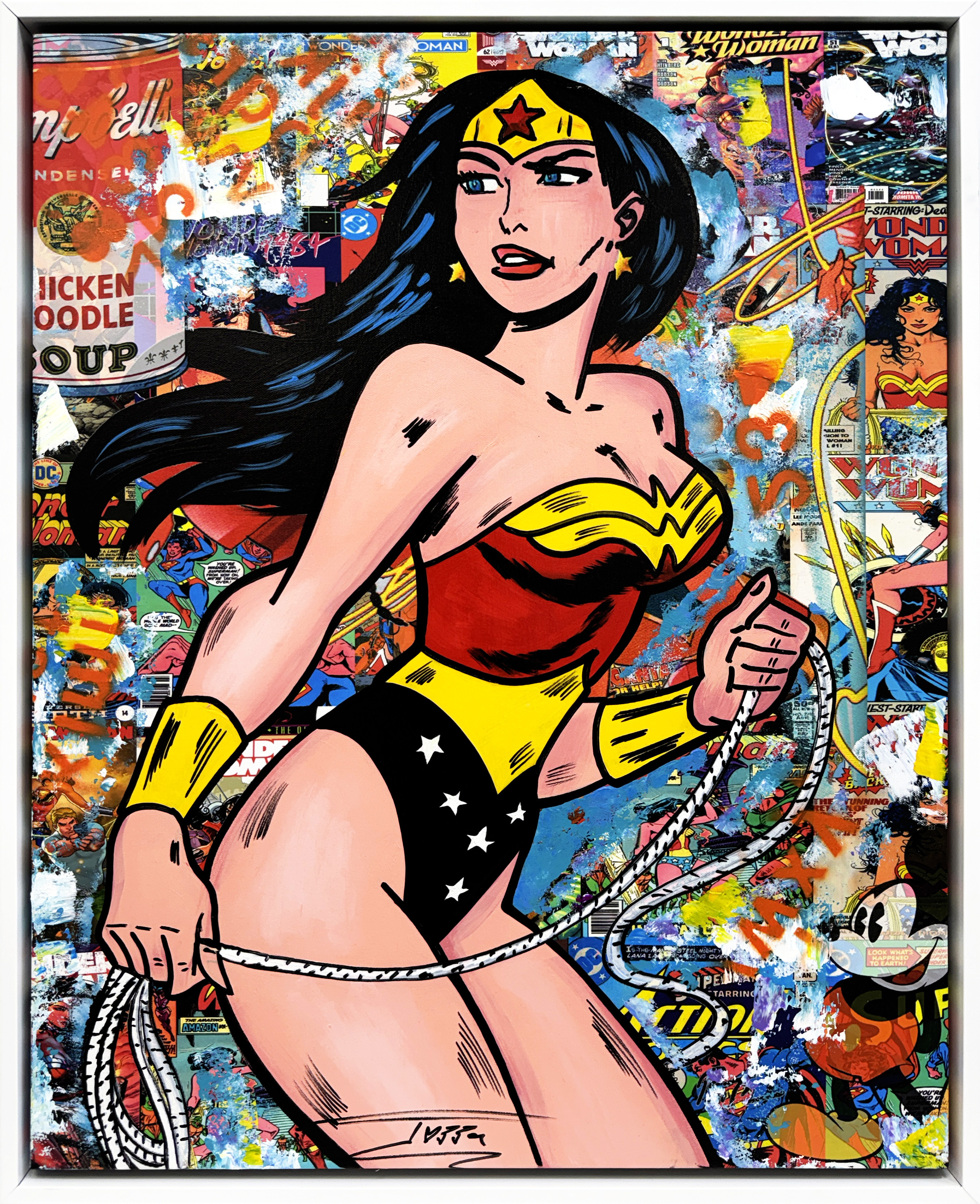 Diana (Wonder Woman), original painting with custom painted frame by Jozza