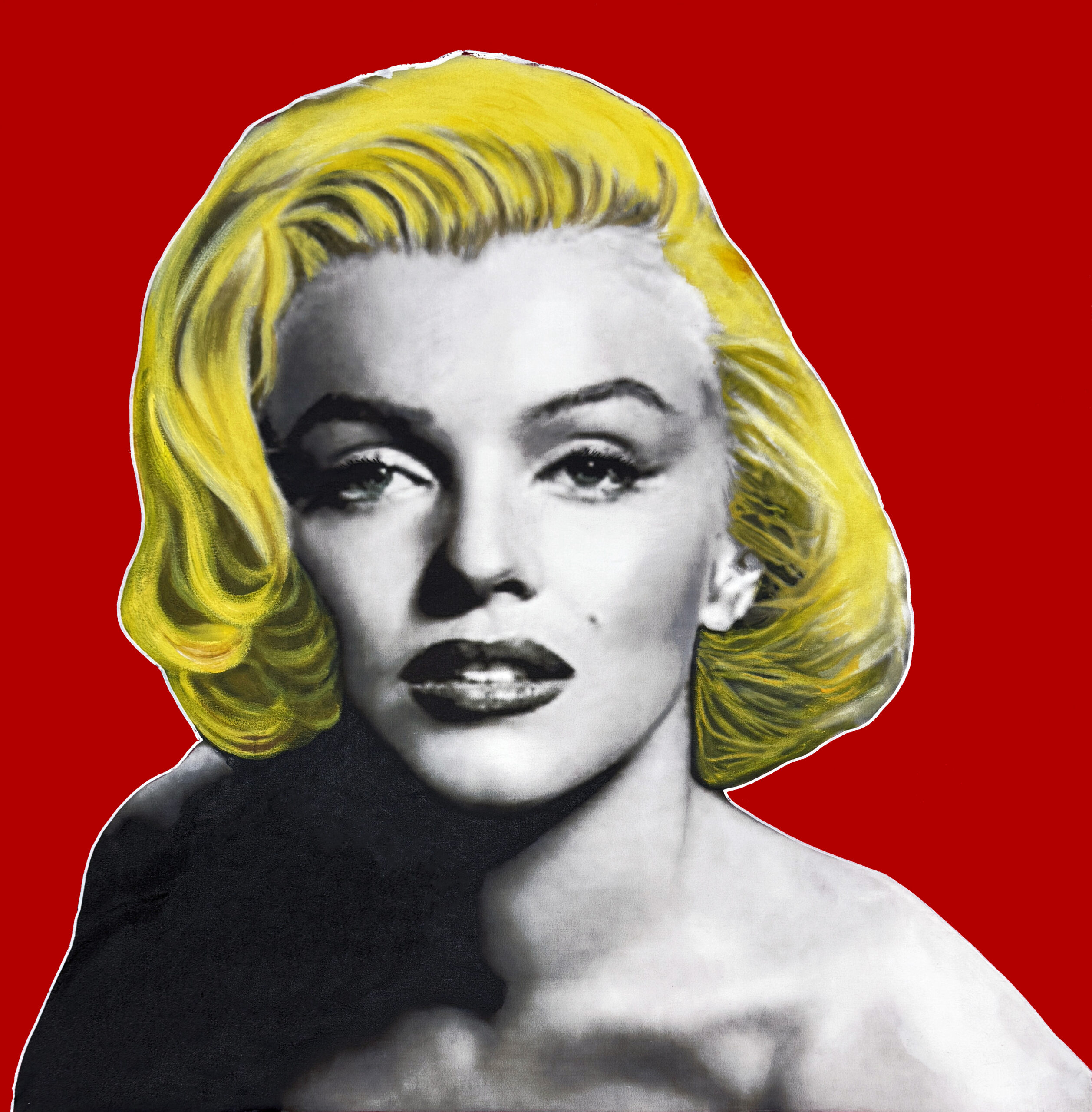 Marilyn – Glamour (Red), large unique painting by Steve Kaufman