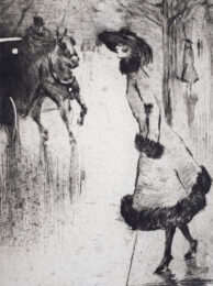 Lady Hailing a Carriage by Lesser Ury at Gilden's Art Gallery