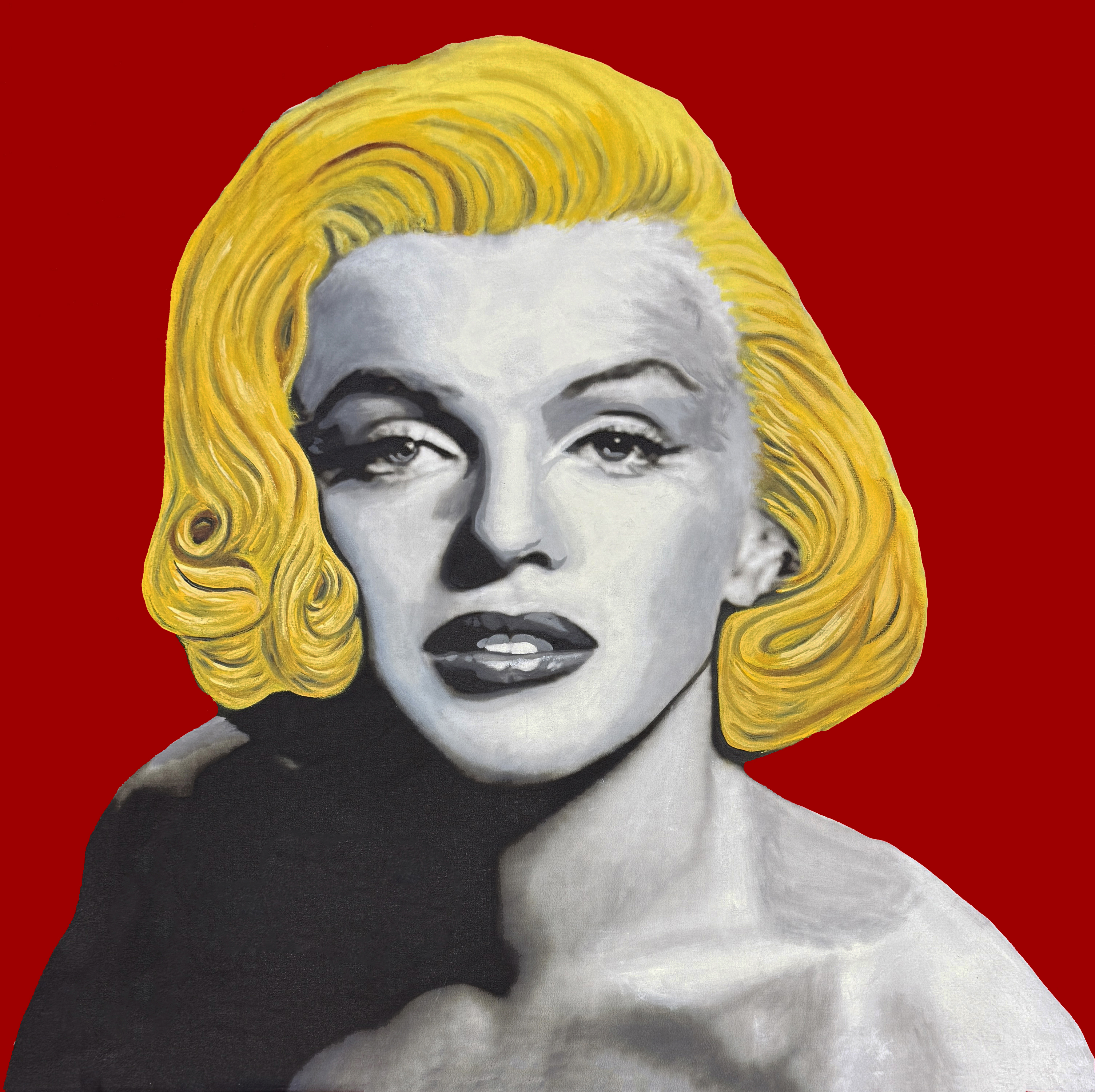 Marilyn – Glamour (Red), large unique painting by Steve Kaufman