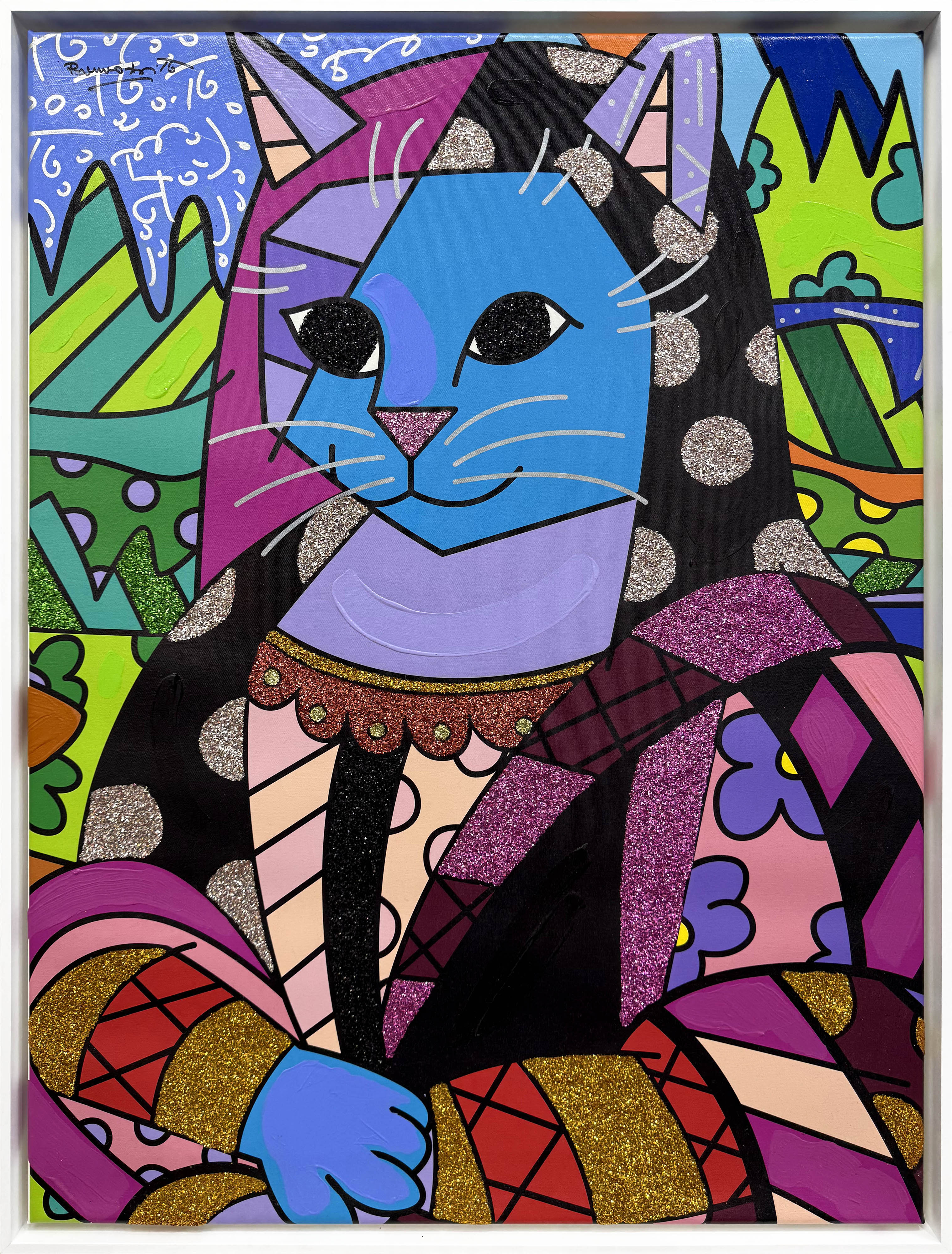 Mona Cat (large original painting on canvas) by Romero Britto