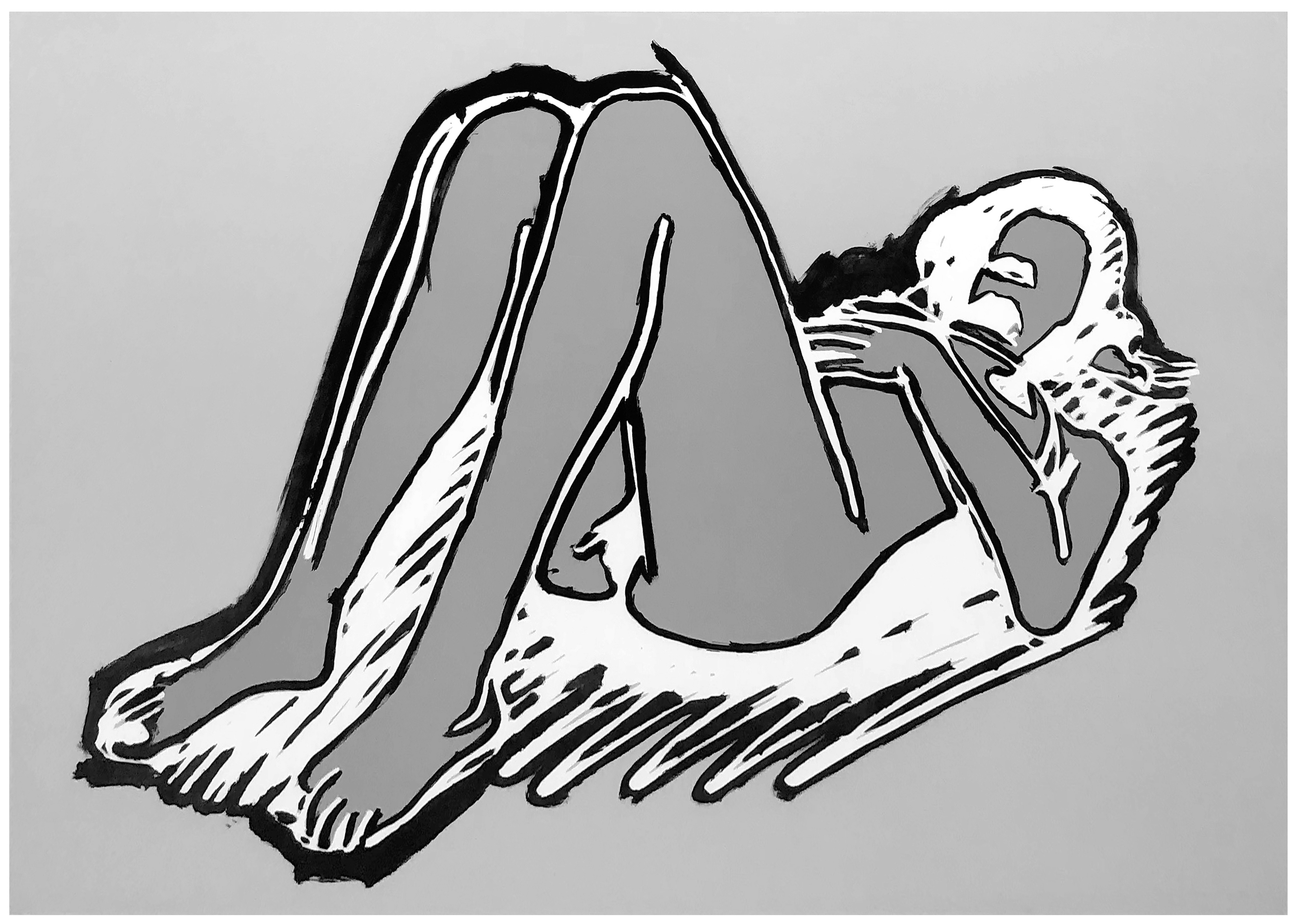 Monica Lying On Her Back, Knees Up (large hand signed print) by Tom Wesselmann